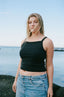 Nara Square Neck Tank Washed Black - Final Sale