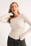 Chelsea Off Shoulder Long Sleeve - Oatmeal Marle