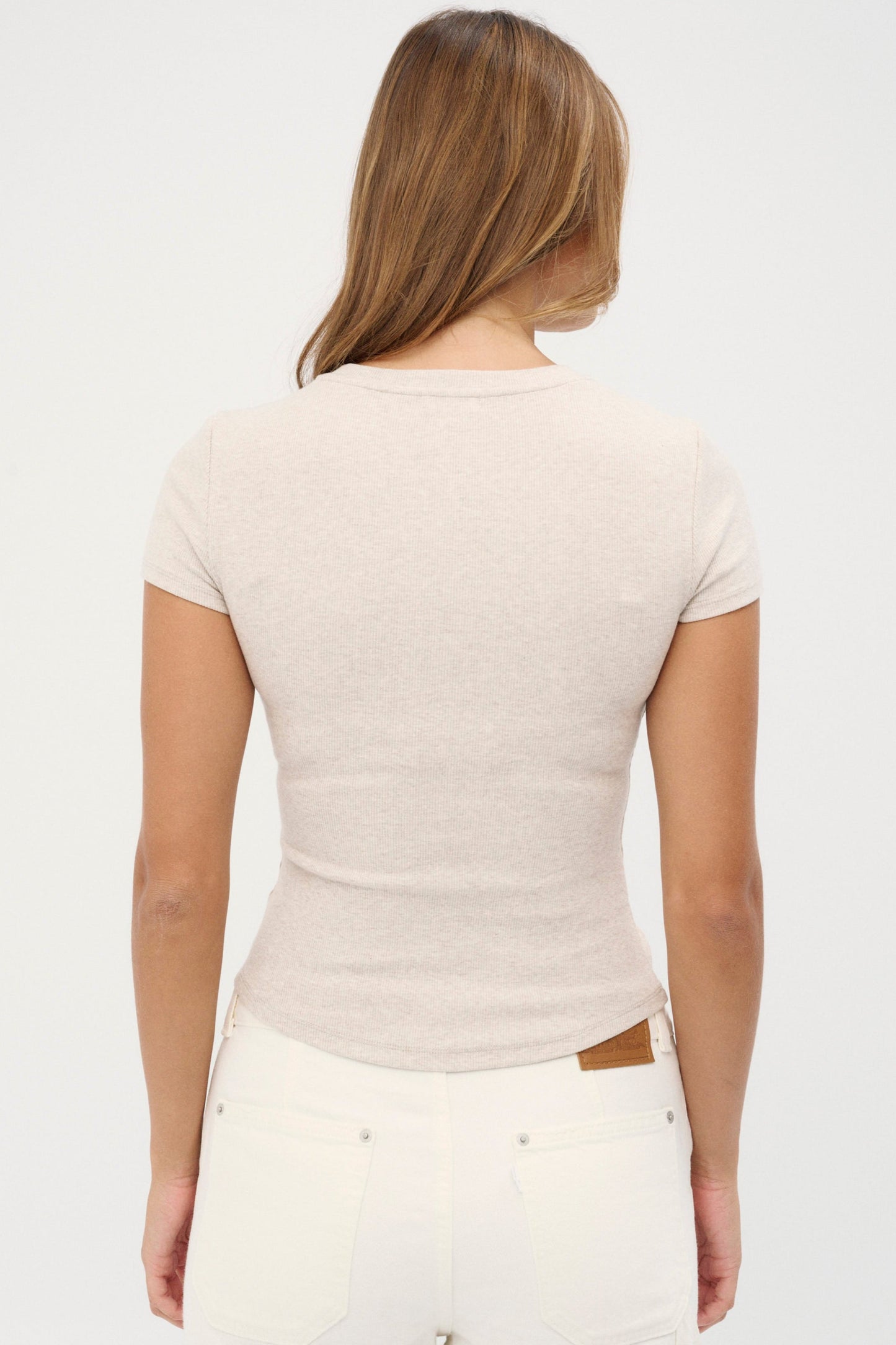 womens ribbed oatmeal t-shirt