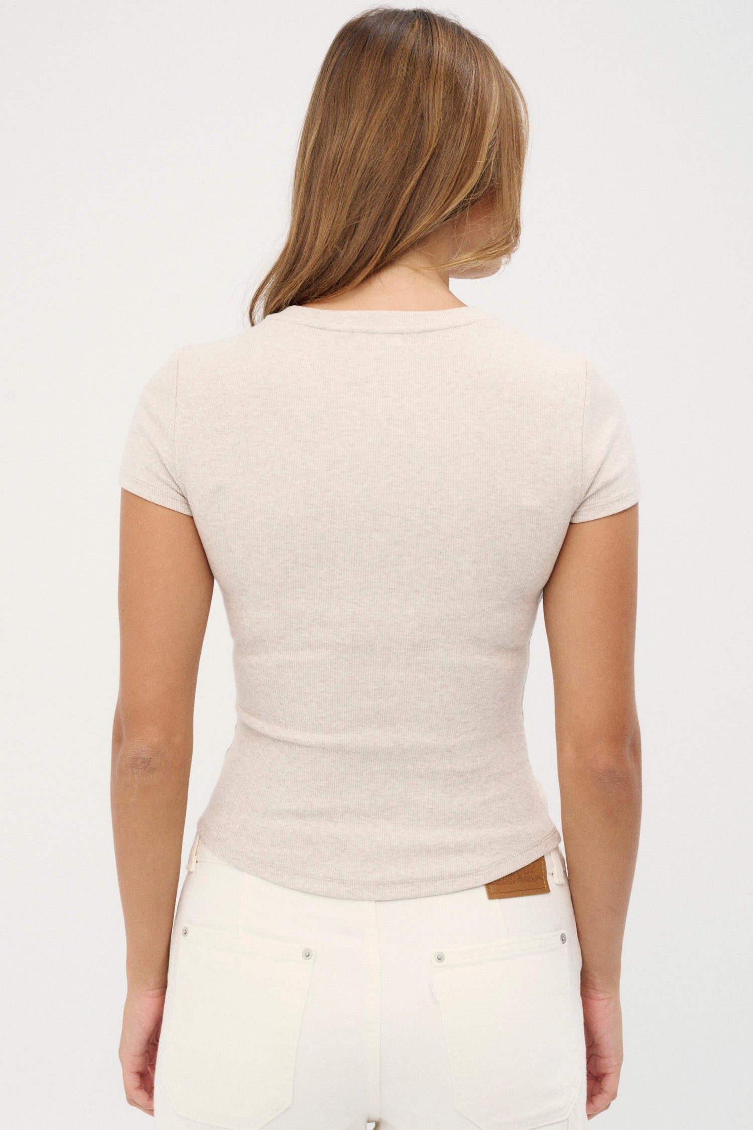 womens ribbed oatmeal t-shirt