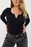 womens black henley bodysuit long sleeve