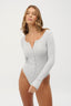 womens long sleeve henley bodysuit grey