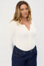 womens white henley bodysuit long sleeve