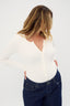 womens white henley bodysuit long sleeve