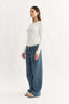 Womens white long sleeve seam detail top