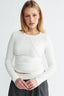 Womens white long sleeve seam detail top