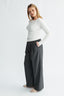 Womens white long sleeve seam detail top