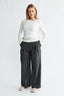 Womens white long sleeve seam detail top