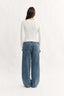 Womens white long sleeve seam detail top