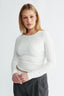 Womens white long sleeve seam detail top