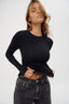 womens black crew neck long sleeve