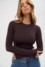 womens crew neck long sleeve pecan