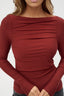 Margot Boat Neck Long Sleeve - Brick