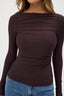 womens brown long sleeve top