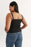 Womens square neck tank black rib