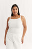 Womens square neck tank top white