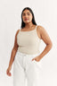 Womens square neck tank top bone