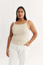 Womens square neck tank top bone