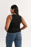 Womens black cotton rib racer tank