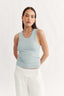 Womens blue cotton racer tank