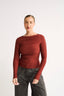 Margot Boat Neck Long Sleeve - Brick