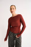 Margot Boat Neck Long Sleeve - Brick