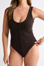 Sienna Henley Tank Bodysuit - Chocolate
