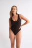 Sienna Henley Tank Bodysuit - Chocolate