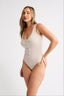 Sienna Henley Tank Bodysuit - Oatmeal Marle