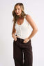 Sienna Henley Tank Bodysuit - Powder