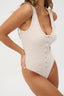 Sienna Henley Tank Bodysuit - Oatmeal Marle