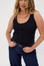 Sienna Henley Tank Bodysuit - Black