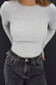 womens grey long sleeve ribbed top