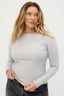 womens grey long sleeve ribbed top