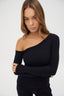 womens black off shoulder long sleeve top