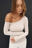 womens oatmeal off shoulder basic top