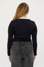 womens black henley bodysuit long sleeve