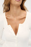womens white henley bodysuit long sleeve