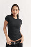 Clara Womens T-Shirt charcoal marle stretch rib cotton