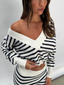 Sonny V Neck Jumper Navy Stripe