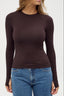 womens brown crew neck long sleeve top