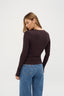 womens brown crew neck long sleeve top