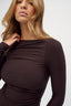 womens brown long sleeve top