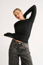 Margot Boat Neck Long Sleeve - Black