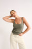 Harper Scoop Neck Singlet - Thyme