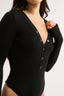 Nola Henley Long Sleeve Bodysuit Black