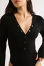 Nola Henley Long Sleeve Bodysuit Black
