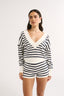 Sonny V Neck Jumper Navy Stripe