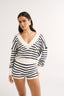 Sonny V Neck Jumper Navy Stripe