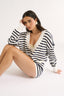 Sonny V Neck Jumper Navy Stripe